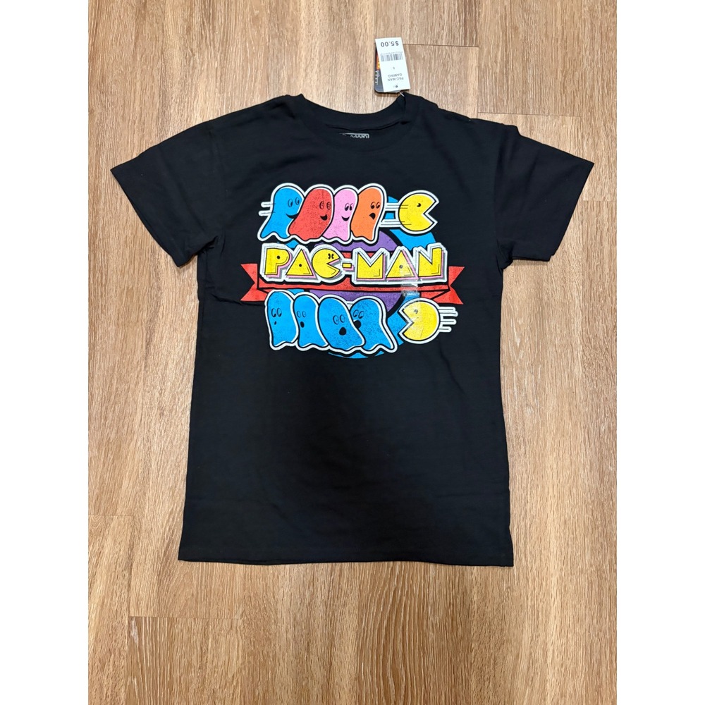 Pac-Man World Graphic T-Shirt Mens Small Black Short Sleeve Retro Arcade Gaming